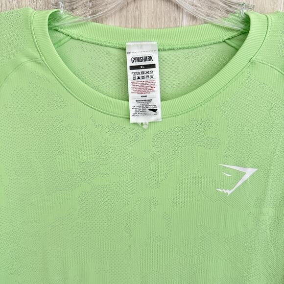Gymshark Geo Seamless T-shirt Mens XL Neon Green Camo Texture Gym Workout NWOT - Picture 7 of 13